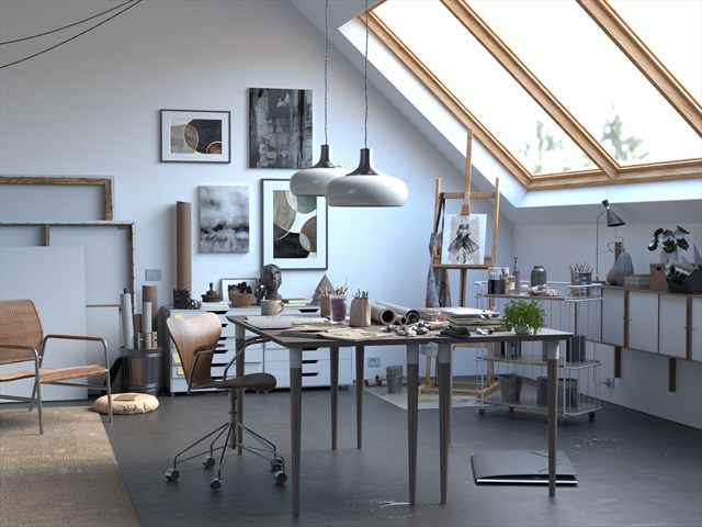 WaterColor interior scene rendered with SORT